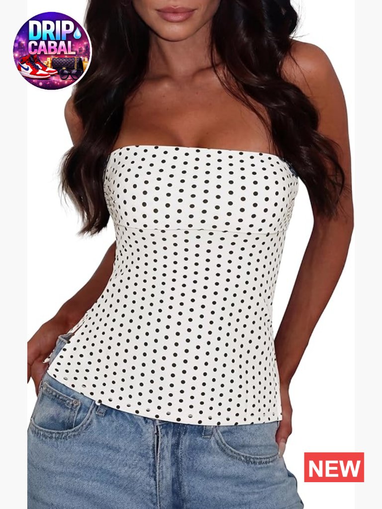 Women's Double Lined Tube Top Side Split Sexy Tank Sleeveless